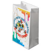 カラフル（ばちゃばちゃ）跳ねる絵を描とドリップのかわいい霧 スモールペーパーバッグ (裏面アングル)