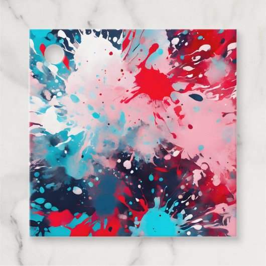 カラフル(ばちゃばちゃ)跳ねる絵を描ギフトラベル フェイバータグ (正面)