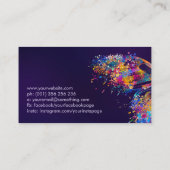 カラフル（ばちゃばちゃ）跳ねる絵を描バタフライ 名刺 (裏面)