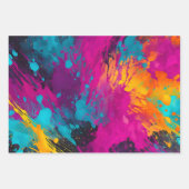 カラフル（ばちゃばちゃ）跳ねる絵を描ラッピング紙シート ラッピングペーパーシート (正面3)
