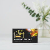 カラフル(ばちゃばちゃ)跳ねる金ゴールドホームブ絵画ラシ 名刺 (スタンド正面)