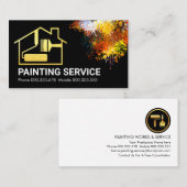 カラフル(ばちゃばちゃ)跳ねる金ゴールドホームブ絵画ラシ 名刺 (正面/裏面)