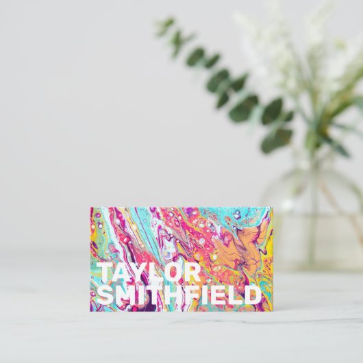 カラフル(ばちゃばちゃ)跳ねる 名刺 (スタンド正面)