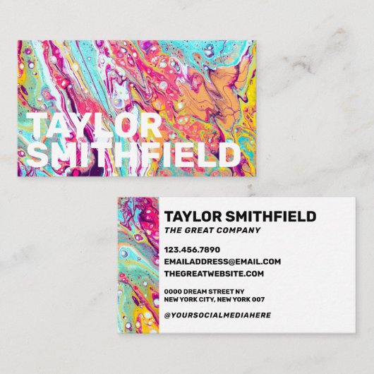 カラフル(ばちゃばちゃ)跳ねる 名刺 (正面/裏面)