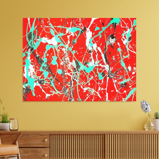 カラフル(ばちゃばちゃ)跳ねるL第二十五 – アクショ絵画ン – キャンバスプリント (インサイチュ (リビング))