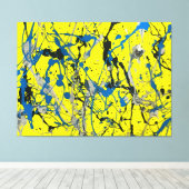 カラフル（ばちゃばちゃ）跳ねるLGATT – アクショ絵を描ン –  キャンバスプリント (インサイチュ (ウッドフロア))