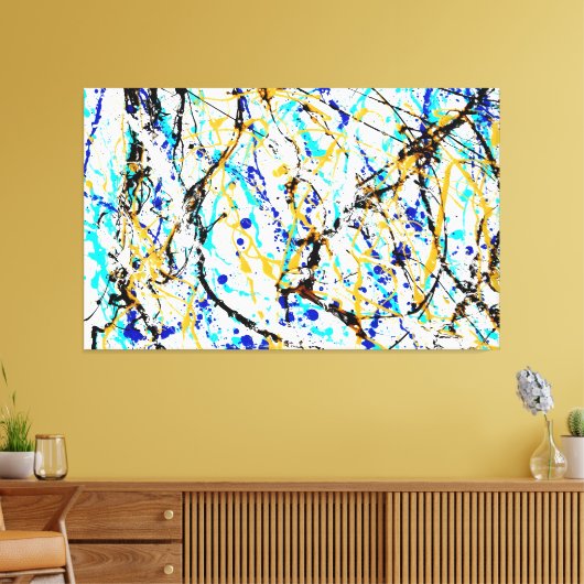 カラフル(ばちゃばちゃ)跳ねるLIX – アクショ絵を描ンの – 抽象芸術- キャンバスプリント (インサイチュ (リビング))