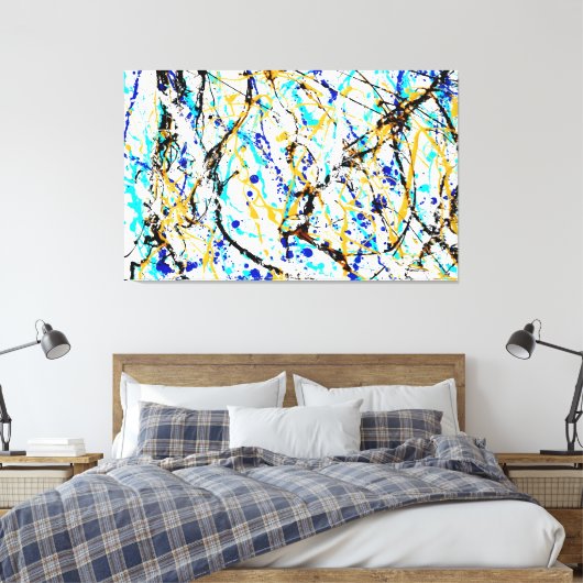 カラフル(ばちゃばちゃ)跳ねるLIX – アクショ絵を描ンの – 抽象芸術- キャンバスプリント (インサイチュ (寝室))