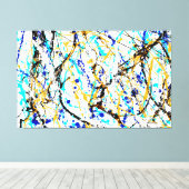 カラフル(ばちゃばちゃ)跳ねるLIX – アクショ絵を描ンの – 抽象芸術- キャンバスプリント (インサイチュ (ウッドフロア))
