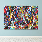 カラフル（ばちゃばちゃ）跳ねるLX – アクショ絵を描ンの – 抽象芸術- キャンバスプリント (インサイチュ (ウッドフロア))