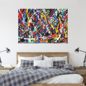 カラフル（ばちゃばちゃ）跳ねるLX – アクショ絵を描ンの – 抽象芸術- キャンバスプリント (インサイチュ (寝室))