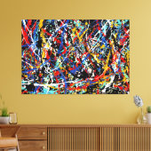 カラフル（ばちゃばちゃ）跳ねるLX – アクショ絵を描ンの – 抽象芸術- キャンバスプリント (インサイチュ (リビング))