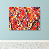 カラフル（ばちゃばちゃ）跳ねるLXIV – アクショ絵画ン –  キャンバスプリント (インサイチュ (ウッドフロア))
