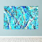 カラフル（ばちゃばちゃ）跳ねるLXV – アクショ絵画ンの – 抽象芸術- キャンバスプリント (インサイチュ (ウッドフロア))