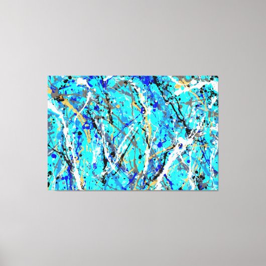 カラフル（ばちゃばちゃ）跳ねるLXV – アクショ絵画ンの – 抽象芸術- キャンバスプリント (正面)