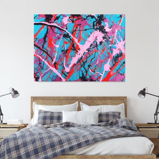 カラフル(ばちゃばちゃ)跳ねるLXVIX – アクショ絵画ン – キャンバスプリント (インサイチュ (寝室))