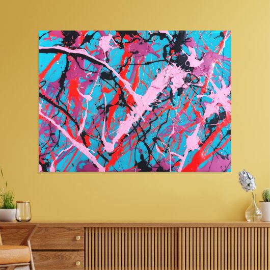 カラフル(ばちゃばちゃ)跳ねるLXVIX – アクショ絵画ン – キャンバスプリント (インサイチュ (リビング))