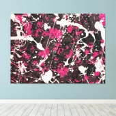 カラフル（ばちゃばちゃ）跳ねるXLI – アクショ絵画ンの – 抽象芸術- キャンバスプリント (インサイチュ (ウッドフロア))