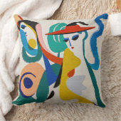 カラフル アブストラクト サルエル 女性 赤い帽子 アート クッション (ブランケット)