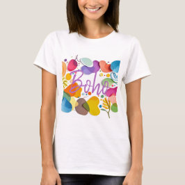 カラフル アブストラクト ボタニカル ボーホ カットアウト アート Tシャツ