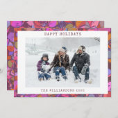 カラフル アブストラクト ボーダー オーダーメイド ファミリー フォト シーズンカード (正面/裏面)