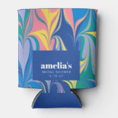 カラフル アブストラクト マーブル ブルー カスタム ブライダル シャワー 缶クーラー (正面)