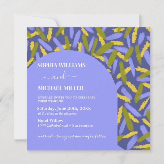 カラフル アブストラクト ユニーク アーチ ウェディング 招待状 (正面)