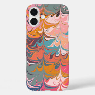 カラフル アート風 抽象 大理石 スワール デザイン iPhone 16 PLUSケース
