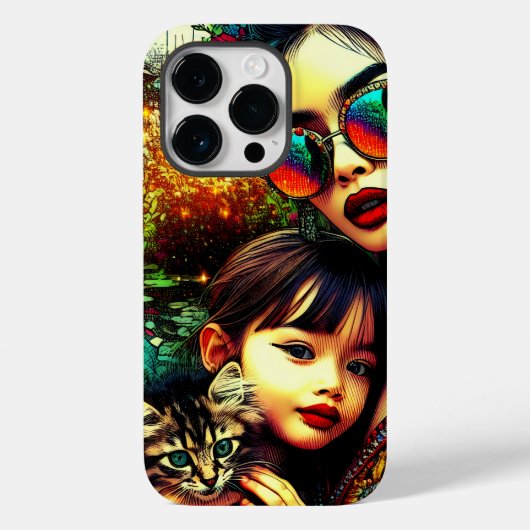カラフル アート 母と娘 アジアの花園 Case-Mate iPhoneケース (裏面)