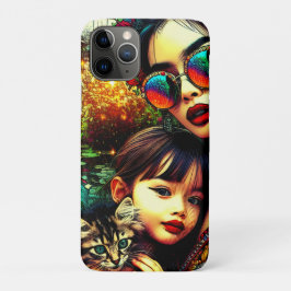カラフル アート 母と娘 アジアの花園 iPhone 11 PROケース