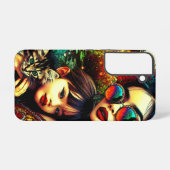 カラフル アート 母と娘 アジアの花園 SAMSUNG GALAXYケース (裏面横)