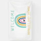 カラフル イラスト パステル レインボー ベイビー シャワー 横断幕 (縦)