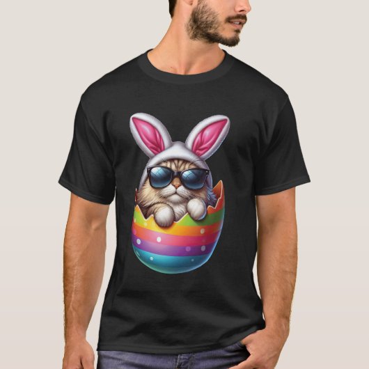 カラフル イースターバニー ネコ - かわいい子猫 イースター Tシャツ (正面)