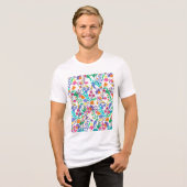 カラフル エキゾチック フラワー パターン トライブレンドＴシャツ (正面全面)