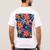 カラフル エキゾチック フラワー パターン-68578 Tシャツ (裏面)