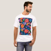 カラフル エキゾチック フラワー パターン-68578 Tシャツ (正面フル)