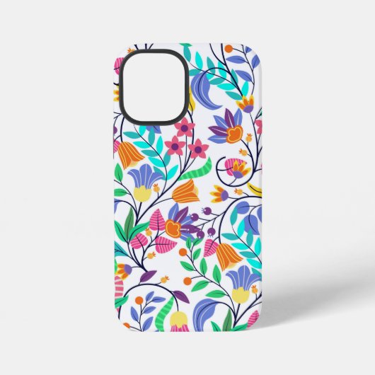カラフル エキゾチック フラワー パターン iPhoneケース (裏面)