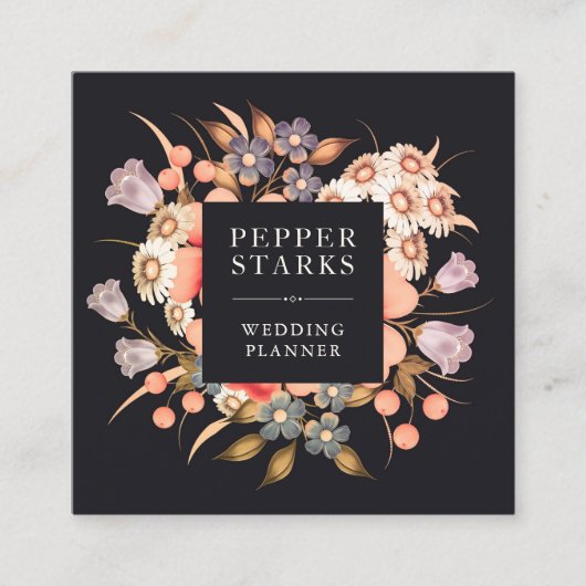 カラフル&エレガントフローラ |名刺 スクエア名刺 (正面)