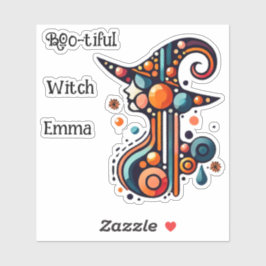 カラフル、エレガント抽象芸術魔女ハロウィン シール