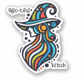 カラフル、エレガント抽象芸術魔女ハロウィン シール