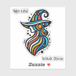 カラフル、エレガント抽象芸術魔女ハロウィン シール