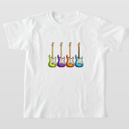 カラフル エレクトリックギター Tシャツ (レイダウン)