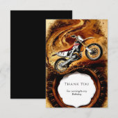カラフル オフロード キッズ バイク バースデー サンキューカード (正面/裏面)