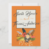 カラフル オレンジ ボヘミア フラワープリント 招待状 (裏面)