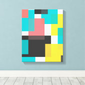 カラフル,カッコいいトレンディー，都市幾何学図形アート キャンバスプリント (インサイチュ (ウッドフロア))