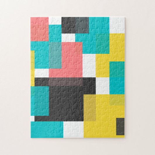 カラフル,カッコいいトレンディー，都市幾何学図形アート ジグソーパズル (縦)