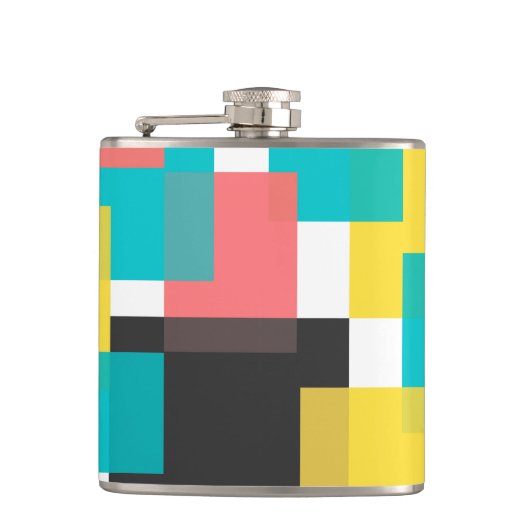 カラフル,カッコいいトレンディー，都市幾何学図形アート フラスク (正面)