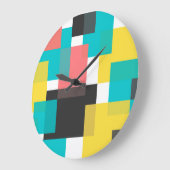 カラフル,カッコいいトレンディー,都市幾何学図形アート ラージ壁時計 (傾斜)