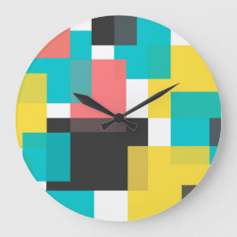 カラフル,カッコいいトレンディー，都市幾何学図形アート ラージ壁時計