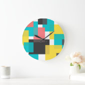 カラフル,カッコいいトレンディー,都市幾何学図形アート ラージ壁時計 (ホーム)